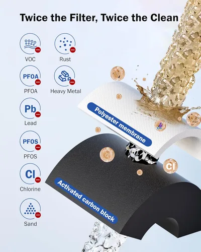 Vista 4 de Dreamwills DS10 - Sistema de filtro de agua para debajo del fregadero, filtración de grifo de cocina de conexión directa de 1.3 GPM, instalación sin
