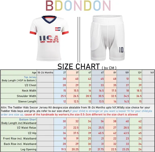 Vista 7 de BDONDON Camisetas de fútbol únicas para niños pequeños, niños y niñas, uniformes de entrenamiento de fútbol de 2 a 12 años
