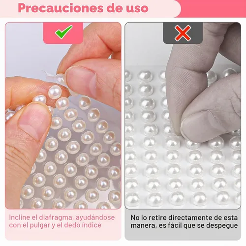 Vista 4 de Caffox 2032 calcomanías autoadhesivas de perlas de cabello blanco marfil, 7 tamaños, gemas para cabello, cara, maquillaje, ojos, manualidades, boda