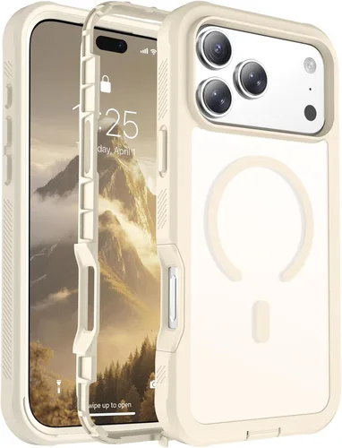 Vista 119 de Funda magnética para iPhone 17, protección resistente, color blanco antiguo