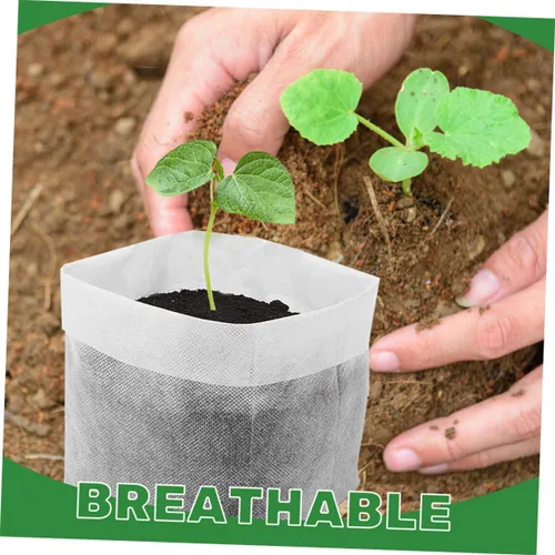Vista 5 de 100pcs Biodegradable Non-Woven Planting Bags Nursery Growing Pouches 20x20cm for Vegetables Flowers Seedlings Garden Cultivation