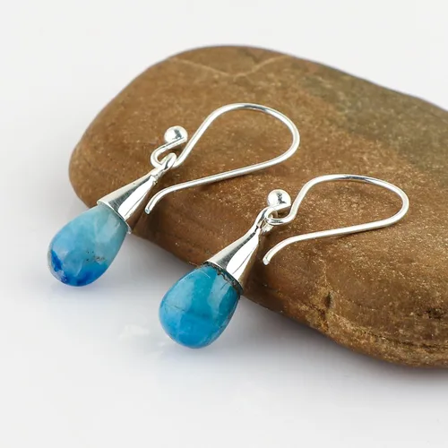 Vista 80 de Aretes de aro de cristal afganita natural Piedras afganas de alto grado Aretes chapados en plata Gota lisa Joyas de piedras preciosas hechas