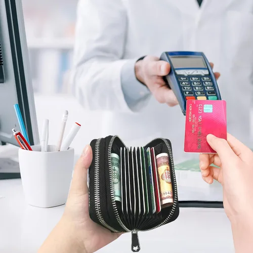 Vista 6 de CONISY - Cartera pequeña de cuero para mujer con bloqueo RFID (mariposa)