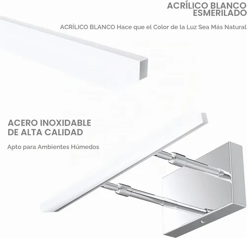 Vista 4 de Aipsun Luces LED de tocador de 15.7 pulgadas ajustables para baño, lámpara de pared para baño, accesorio de iluminación sobre espejo cromado moderno