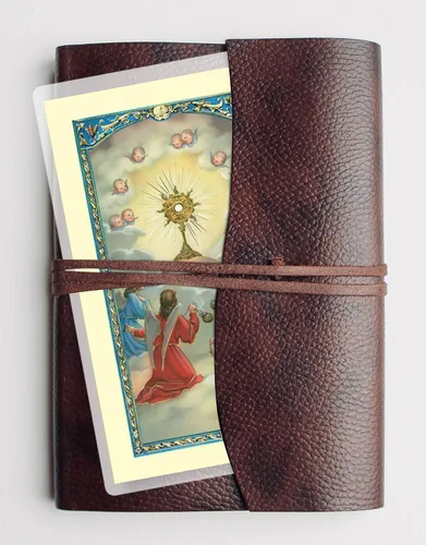Vista 4 de Collar católico de Escapularios Morados Tarjeta de oración de bendición laminada Oración del Señor Escapulario morado de bendición y protección