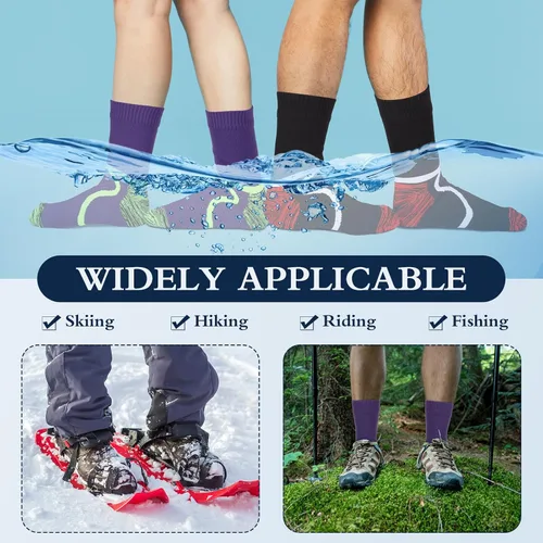 Vista 6 de 2 Pairs Waterproof Socks Unisex Waterproof Breathable Socks Outdoor Skiing Hiking Wading Fishing Socks for Men Women