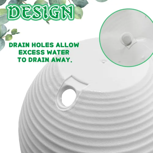 Vista 4 de Srmayyi Paquete de 4 Macetas Colgantes de Plástico de 8 Pulgadas con Riego Automático, Maceta Colgante Redonda con Drenaje y Cadena Metálica, Maceta