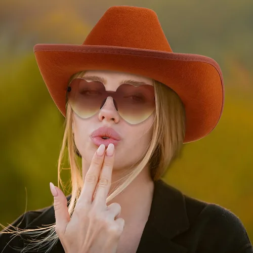 Vista 6 de Geyoga 9 piezas de sombrero de vaquero para adulto con bandana de vaquero y gafas para disfraz del oeste, accesorio para hombres y mujeres