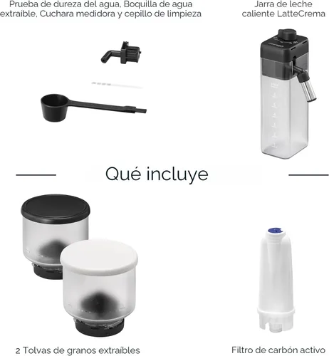 Vista 12 de De'Longhi Rivelia - Máquina automática de café expreso con molinillo y espumador de leche, cafetera todo en uno, café con leche caliente y helado