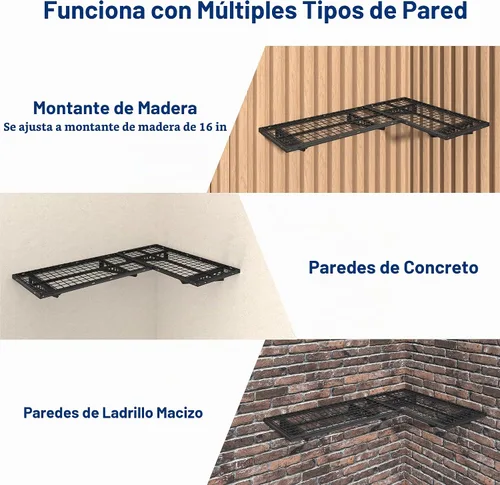 Vista 5 de FLEXIMOUNTS Paquete de 2 estantes esquineros de pared de 2 x 4 pies, color negro