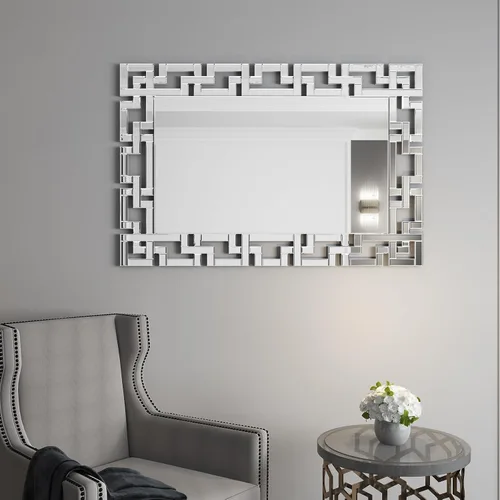 Vista 3 de KOHROS Espejo de pared veneciano decorativo de 40 x 28 pulgadas, rectangular, sin marco, con borde biselado, para entrada, baño, sala de estar