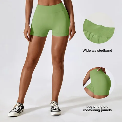 Vista 3 de Adisputent Pantalones cortos de gimnasio para mujer con levantamiento de glúteos, pantalones cortos de entrenamiento en V cruzado, sin costuras