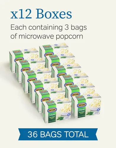 Vista 4 de Preferred Popcorn Palomitas de maíz Jalapeño para microondas, paquete de 36, sin OMG, 100% de grano entero sin gluten