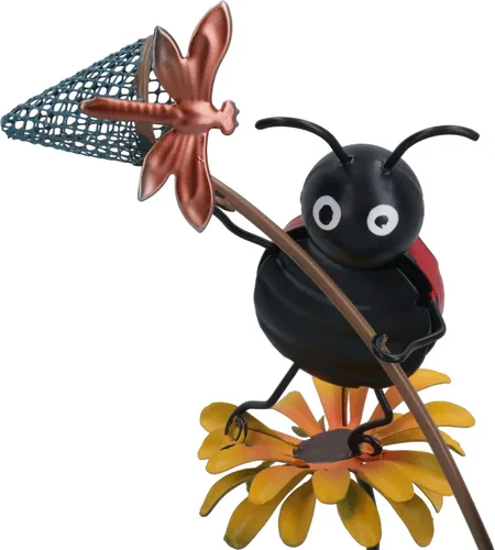 Vista 2 de AB Tools Miniature Life Metal Ladybird Catching Dragonfly Garden Gift Ornament 2.4x4.7x7.9 in