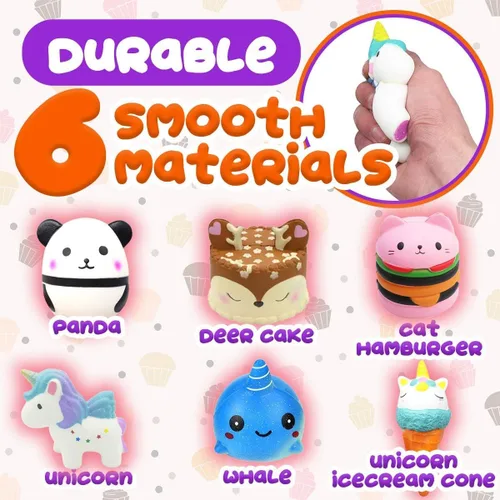 Vista 5 de Insnug Juguetes sensoriales esponjosos, juguete para aliviar el estrés para niñas y niños de 4, 6, 8, 10 años, Kawaii Jumbo DIY Slow Rising Squeeze