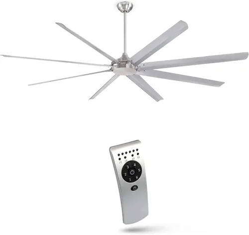 Vista 10 de Ciata Ventilador de techo industrial de 100 pulgadas con control remoto, interior/exterior, cuchillas de metal blanco resistentes, extra grande