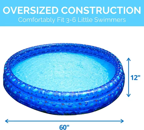 Vista 3 de SWIMLINE Piscina clásica de 3 anillos para niños de 60 x 12 pulgadas, para niños y adultos, piscina de pelotas y arena al aire libre
