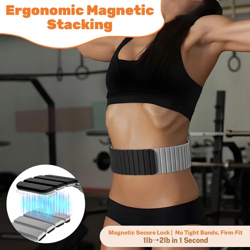 Vista 7 de Magnetic Ankle Weights for Women & Men, Adjustable Silicone Wrist Weights Bracelet Set, Stackable Wrist and Ankle Weights 1 Pair 2 Lbs, Weighted
