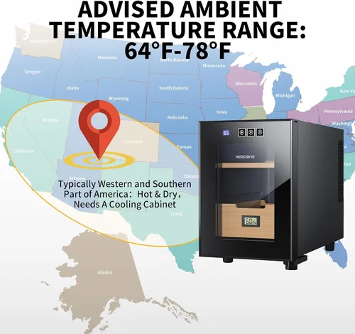 Vista 7 de NEEDONE Gabinete de 100 unidades con sistema de control de temperatura eléctrico de refrigeración, fabricado con estantes de madera de cedro español