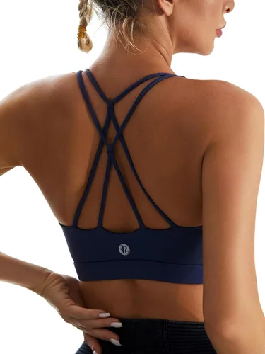 Vista 121 de Brasieres deportivos para mujer, con relleno, tipo camiseta sin mangas, sexis, con espalda cruzada, de alto impacto, largos, ideales para practicar