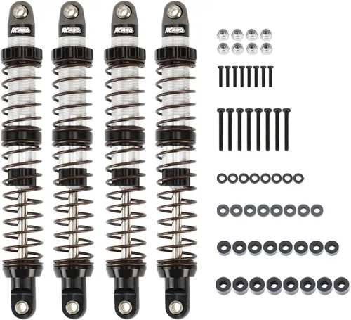 Vista 12 de RCAWD 7075 Amortiguadores de 80mm Universales para 1/10 RC Crawler, Mejoras para SCX10 I II III Pro 90046 AXI231017 TRX4 TRX6 Redcat D90 MST RC Negro