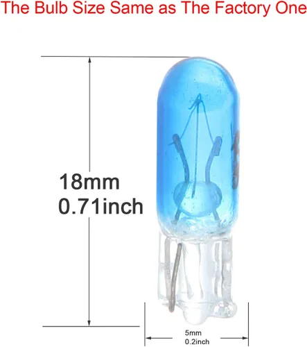 Vista 2 de CCIYU 20 unidades de bombilla de luz de halógeno T5 azul 17 86 206 para panel de instrumentos, lámpara de tablero 12V