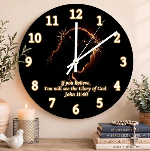 Vista 122 de Reloj con versículo bíblico con citas de Jesús, relojes de 0929Regalos Cristianos (2)