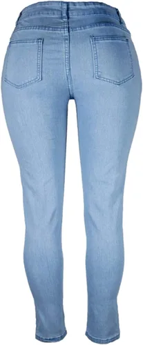 Vista 6 de Pantalones de mezclilla ajustados de cintura alta de corte grande, pantalones de mezclilla ajustados para mujer, pantalones de mezclilla