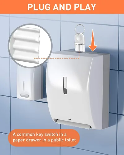 Vista 5 de 5 llaves dispensadoras de toallas de papel, llaves dispensadoras universales de papel higiénico, llave de plástico duro para dispensador de papel