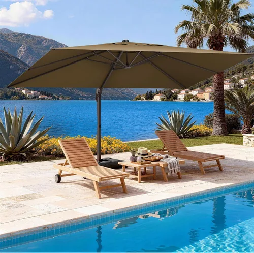 Vista 33 de Sombrilla de 10 x 13 pies para exteriores, sombrilla grande rectangular con viga voladiza, resistente, con rotación de 360°, sombrilla con Beige