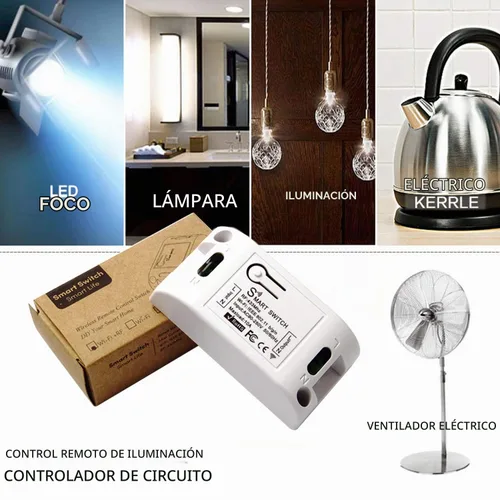 Vista 6 de Interruptor inteligente WiFi - Interruptor temporizador de automatización del hogar inteligente Tuya, compatible con control remoto de 433 Mhz
