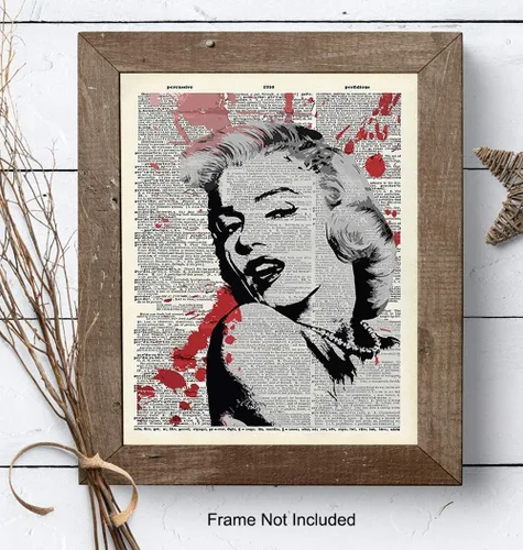 Vista 6 de Banksy Marilyn Monroe - Decoración de pared de diccionario reciclado, regalo y decoración de habitación para fanáticos del cine de Hollywood, cine