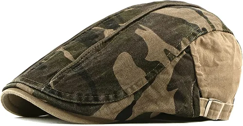 Vista 24 de Newsboy - Gorra de algodón para hombre, diseño de camuflaje, ajustable, ajustable, plano, suave, para caza y golf