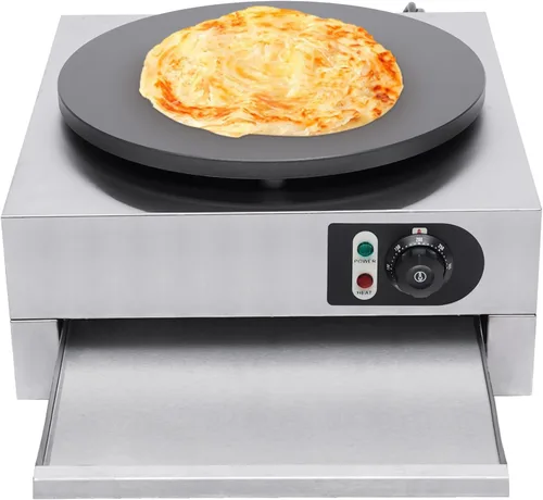 Vista 11 de Máquina eléctrica de crepé, máquina antiadherente de 16 pulgadas y 1700 W, plancha de crepes de placa plana comercial con luces indicadoras LED