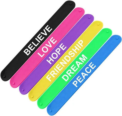 Vista 4 de Muka 50 pulseras de silicona personalizadas para la palmada, pulseras de goma personalizadas, color azul rey