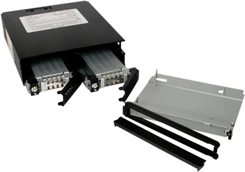 Vista 3 de ICY DOCK Full Metal 2 Bay 2.5" SAS/SATA HDD & SSD Backplane Cage con bandeja ODD delgada y bandejas de bloqueo para bahía externa de 5.25