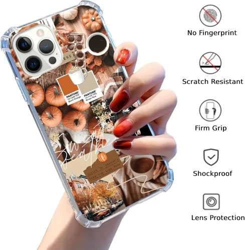 Vista 3 de Funda estética de otoño hippie compatible con iPhone 14 Pro Max, funda de collage de calabaza de otoño para iPhone 14 Pro Max para adolescentes