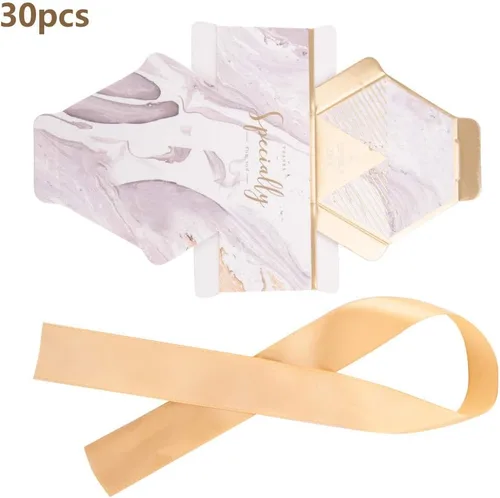 Vista 3 de Zerodis Cajas de recuerdos de fiesta de boda, 30 cajas de dulces con cinta para compromiso, despedida de soltera, baby shower, cumpleaños