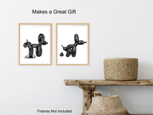Vista 5 de Decoración Estética de Baño - Juego de Decoración de Medio Baño de Perro Globo - Lindos Juegos de Baño para Niños - Impresión de Baño Negro Y2K