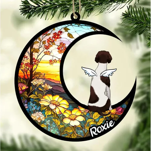 Vista 418 de LOVELYPOD Adorno de Navidad personalizado para perro Basset Hound (marrón) Basset Hound (marrón) adorno para atrapasoles de perro, razas de perros