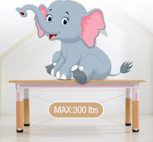 Vista 4 de Juego de mesa y sillas para niños, escritorio ajustable en altura con 6 asientos para edades de 2 a 10 años, mesa de arte y manualidades, escritorio