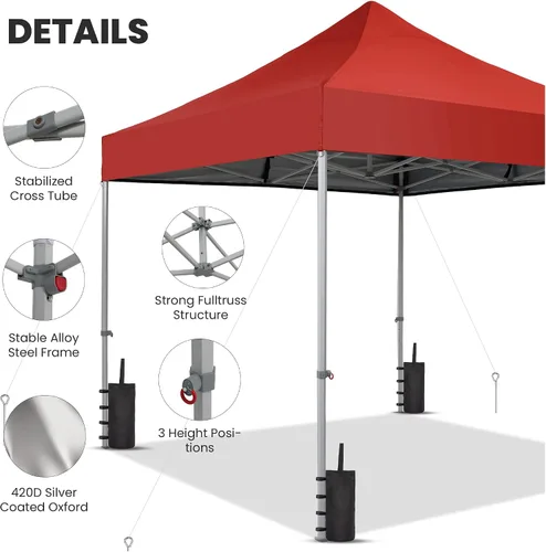 Vista 5 de GDY Tienda de campaña plegable Steeple de 10 x 10 pies para exteriores, kioscos plegables instantáneos portátiles comerciales, toldos de tubo