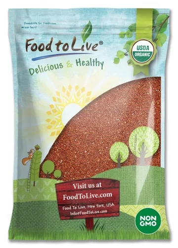Vista 8 de Food to Live Quinua roja orgánica, 1 libra, sin OMG, grano entero, kosher, vegano, Sirtfood, a granel. Grano de cocción rápida. Gran reemplazo