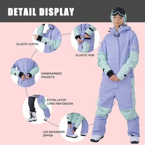 Vista 3 de Snowverb - Traje de nieve de una pieza para hombre, para snowverb, impermeable, para esquí, invierno, para exteriores, unisex, para snowverb