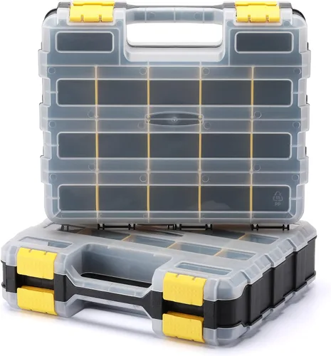 Vista 10 de Mayouko Organizador de herramientas de doble cara, separadores de plástico extraíbles personalizables, almacenamiento de caja de hardware, excelente