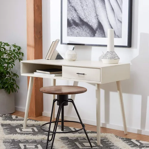 Vista 2 de Safavieh Home Collection - Escritorio Remy con 1 cajón, color blanco envejecido Blanco gastado