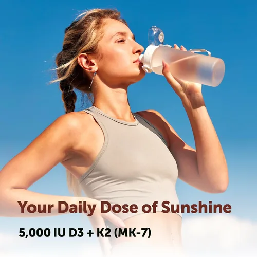 Vista 4 de Micro Ingredients Vitamina D3 5,000 UI + K2 MK-7 100 mcg por porción, 90 cápsulas blandas Suplemento 2 en 1 D3 K2 Fácil de tragar, sin OMG, sin