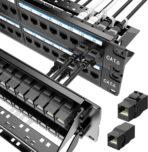 Vista 12 de Jadaol [Listado UL] Panel de Parches de 24 Puertos para Montaje en Rack o Montaje en Pared de 19 Pulgadas, Panel de Red Cat 6 de 1U Precargado