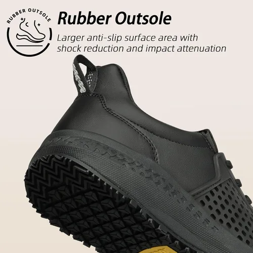 Vista 4 de Zapatos de trabajo antideslizantes para hombres, zapatos de cocina antideslizantes resistentes al agua, para restaurante, chef, servicio
