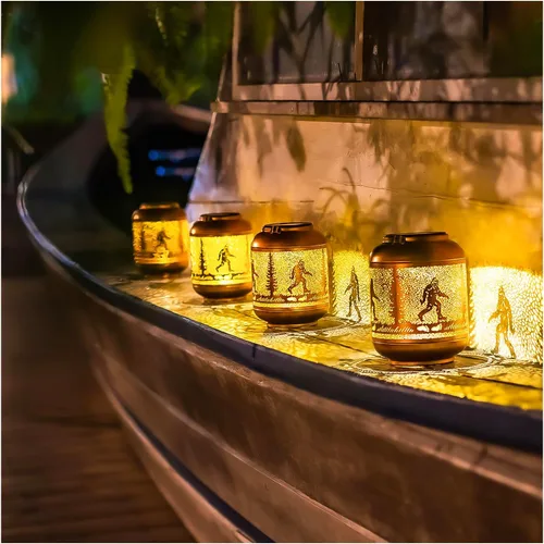 Vista 8 de Linternas solares Bigfoot para exteriores impermeables, luces solares colgantes Bigfoot Sasquatch, regalos para hombres y mujeres/regalos